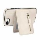For iPhone 7 / 8 / SE 2022 Zipper Wallet Split MagSafe Leather Back Phone Case(White) - 3