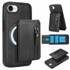 For iPhone 7 / 8 / SE 2022 Zipper Wallet Split MagSafe Leather Back Phone Case(Black) - 1