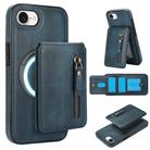 For iPhone 7 / 8 / SE 2022 Zipper Wallet Split MagSafe Leather Back Phone Case(Blue) - 1