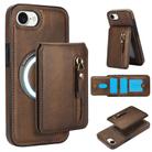 For iPhone 7 / 8 / SE 2022 Zipper Wallet Split MagSafe Leather Back Phone Case(Brown) - 1