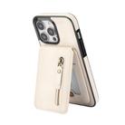 For iPhone 13 Pro Max Zipper Wallet Split MagSafe Leather Back Phone Case(White) - 2