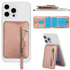 For iPhone 13 Pro Max Zipper Wallet Split MagSafe Leather Back Phone Case(Rose Gold) - 3