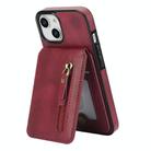 For iPhone 13 mini Zipper Wallet Split MagSafe Leather Back Phone Case(Red) - 2