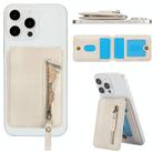 For iPhone 12 Pro Max Zipper Wallet Split MagSafe Leather Back Phone Case(White) - 3