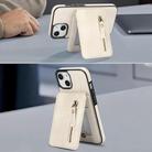 For iPhone 12 mini Zipper Wallet Split MagSafe Leather Back Phone Case(White) - 3