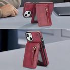 For iPhone 12 mini Zipper Wallet Split MagSafe Leather Back Phone Case(Red) - 3
