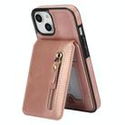 For iPhone 12 mini Zipper Wallet Split MagSafe Leather Back Phone Case(Rose Gold) - 2
