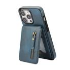 For iPhone 11 Pro Max Zipper Wallet Split MagSafe Leather Back Phone Case(Blue) - 2