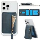 For iPhone 11 Pro Max Zipper Wallet Split MagSafe Leather Back Phone Case(Blue) - 3
