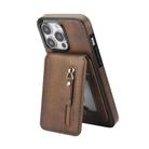 For iPhone 11 Pro Max Zipper Wallet Split MagSafe Leather Back Phone Case(Brown) - 2
