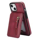 For iPhone 11 Zipper Wallet Split MagSafe Leather Back Phone Case(Red) - 2