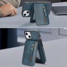 For iPhone 11 Zipper Wallet Split MagSafe Leather Back Phone Case(Blue) - 3