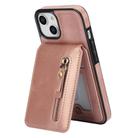 For iPhone 11 Zipper Wallet Split MagSafe Leather Back Phone Case(Rose Gold) - 2