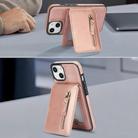 For iPhone 11 Zipper Wallet Split MagSafe Leather Back Phone Case(Rose Gold) - 3