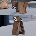 For iPhone 11 Zipper Wallet Split MagSafe Leather Back Phone Case(Brown) - 3