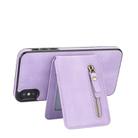 For iPhone X / XS Zipper Wallet Split MagSafe Leather Back Phone Case(Purple) - 3