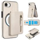 For iPhone 16e Zipper Wallet Split MagSafe Leather Back Phone Case(White) - 1