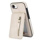 For iPhone 16e Zipper Wallet Split MagSafe Leather Back Phone Case(White) - 2