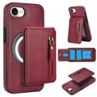 For iPhone 16e Zipper Wallet Split MagSafe Leather Back Phone Case(Red) - 1