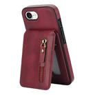 For iPhone 16e Zipper Wallet Split MagSafe Leather Back Phone Case(Red) - 2