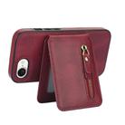 For iPhone 16e Zipper Wallet Split MagSafe Leather Back Phone Case(Red) - 3