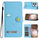For Redmi Note 14 4G Global 163.25mm Cartoon Cats Leather Phone Case(Blue) - 1