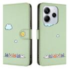 For Redmi Note 14 4G Global 163.25mm Cartoon Cats Leather Phone Case(Green) - 2