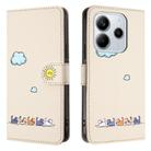 For Redmi Note 14 5G Global Cartoon Cats Leather Phone Case(Beige White) - 2