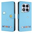 For Redmi Note 14 Pro 4G Cartoon Cats Leather Phone Case(Blue) - 2