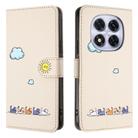 For Redmi Note 14 Pro 4G Cartoon Cats Leather Phone Case(Beige White) - 2