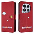 For Redmi Note 14 Pro 5G Cartoon Cats Leather Phone Case(Red) - 2
