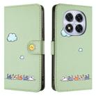 For Redmi Note 14 Pro 5G Cartoon Cats Leather Phone Case(Green) - 2