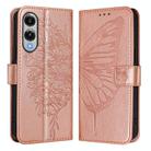 For Samsung Galaxy S25 Edge 5G Embossed Butterfly Leather Phone Case(Rose Gold) - 2