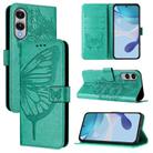 For Samsung Galaxy S25 Edge 5G Embossed Butterfly Leather Phone Case(Green) - 1