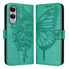 For Samsung Galaxy S25 Edge 5G Embossed Butterfly Leather Phone Case(Green) - 2