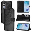 For Samsung Galaxy S25 Edge 5G Embossed Butterfly Leather Phone Case(Black) - 1