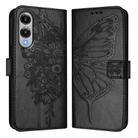 For Samsung Galaxy S25 Edge 5G Embossed Butterfly Leather Phone Case(Black) - 2