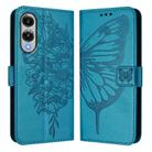 For Samsung Galaxy S25 Edge 5G Embossed Butterfly Leather Phone Case(Blue) - 2