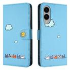 For Samsung Galaxy S25 Edge 5G Cartoon Cats Leather Phone Case(Blue) - 2