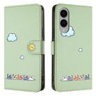 For Samsung Galaxy S25 Edge 5G Cartoon Cats Leather Phone Case(Green) - 2