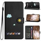 For Samsung Galaxy S25 Edge 5G Cartoon Cats Leather Phone Case(Black) - 1