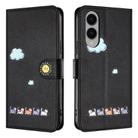 For Samsung Galaxy S25 Edge 5G Cartoon Cats Leather Phone Case(Black) - 2