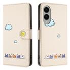 For Samsung Galaxy S25 Edge 5G Cartoon Cats Leather Phone Case(Beige White) - 2
