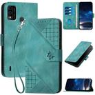 For Itel A48 Grid Butterfly Embossed Pattern Leather Phone Case with Lanyard(Light Blue) - 1