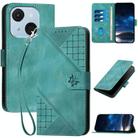 For Itel A50C Grid Butterfly Embossed Pattern Leather Phone Case with Lanyard(Light Blue) - 1