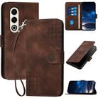 For Itel S25 Grid Butterfly Embossed Pattern Leather Phone Case with Lanyard(Coffee) - 1