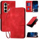 For Itel A95 5G Grid Butterfly Embossed Pattern Leather Phone Case with Lanyard(Red) - 1
