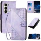 For Itel A95 5G Grid Butterfly Embossed Pattern Leather Phone Case with Lanyard(Light Purple) - 1