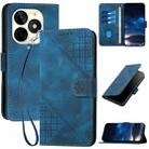 For Itel P65C Grid Butterfly Embossed Pattern Leather Phone Case with Lanyard(Dark Blue) - 1
