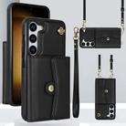 For Samsung Galaxy S24+ 5G RFID Card Slot Phone Case with Long Lanyard(Black) - 1